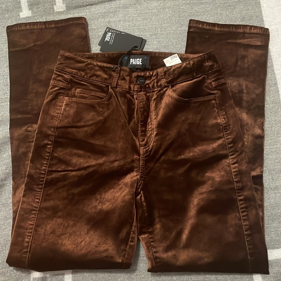 💙💖 NWT Paige Velvet Cindy Twisted Seam Straight Leg Jeans in Chicory Coffee - Picture 3 of 5